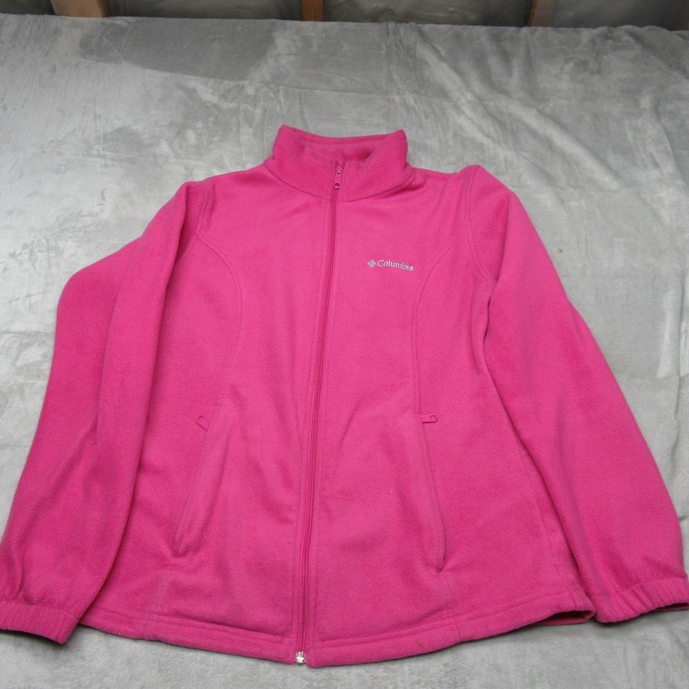 Columbia Jacket Women Large Pink Benton Spring Full Zip Fleece Outdoor Hike SOFT